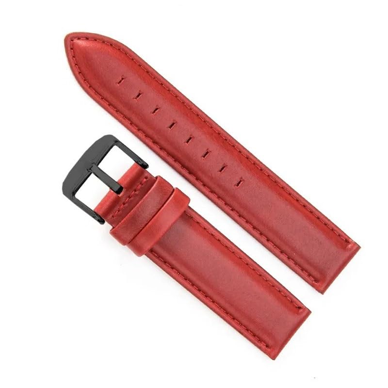 Bracelet de montre en cuir véritable élégant pour Daniel Wellington 20mm bicolore rouge noir