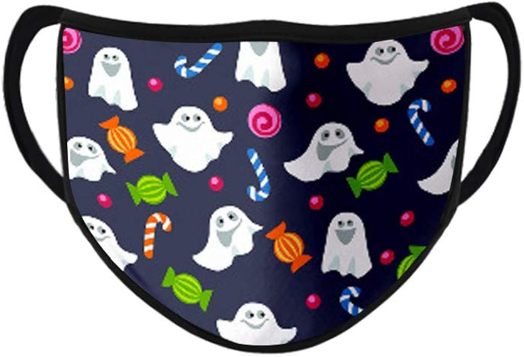 Face Balaclavas Unisex Mouth Cover Dustproof Windproof Anti-Spitting Protective Covering Washable Bandana Halloween Print Scarf Mdsk for Adult (B)