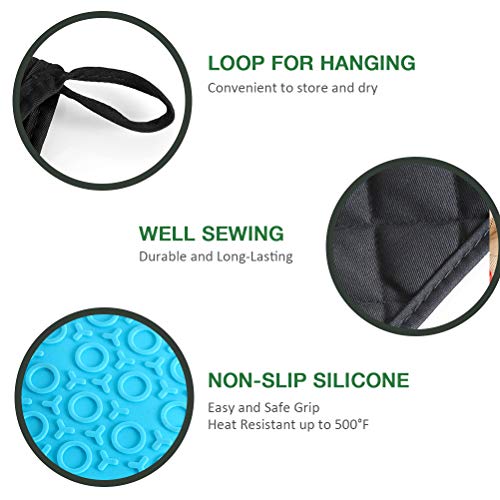 Alimat PluS Double Oven Gloves Mitts - Heat Resistant Silicone Oven Gloves Non-Slip with Cotton Lining for Kitchen, Baking, Cooking, Microwave (Blue) - Image 4