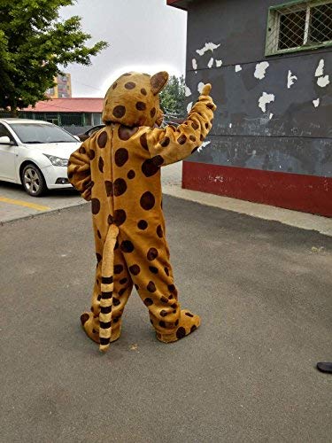 Yellow Brown Leopard Cartoon Costume Mascot Plush with Mask for Adult Cosplay Party Halloween Dress Up