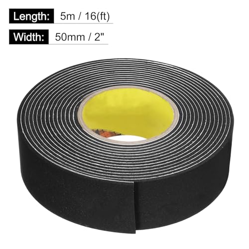 Image of uxcell 2pcs Rolls Single Sided Foam Tape Removeable EVA Sponge Mounting Tape Strong Adhesive Tape Strips(Black, 16ft x 2 inch x 1 /8 inch) for Home Paint Wall Hanging Poster Decor