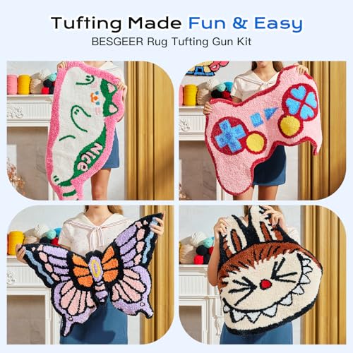 Image of BESGEER Rug Tufting Gun for Tufting Lover, 2 in 1 Cut & Loop Pile Carpet Gun, Rug Maker Machine Starter Kit for Beginners
