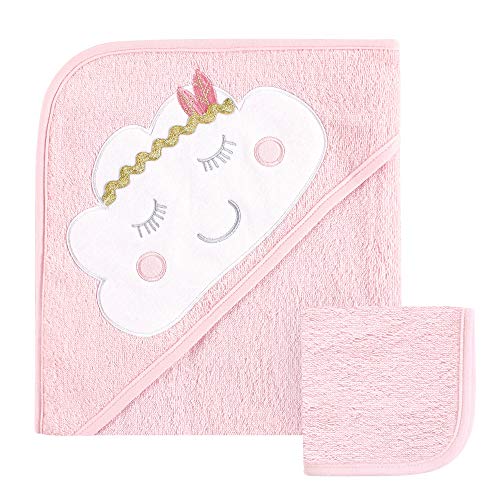 Image of Hudson Baby Unisex Baby Cotton Hooded Towel and Washcloth, Boho Cloud, One Size