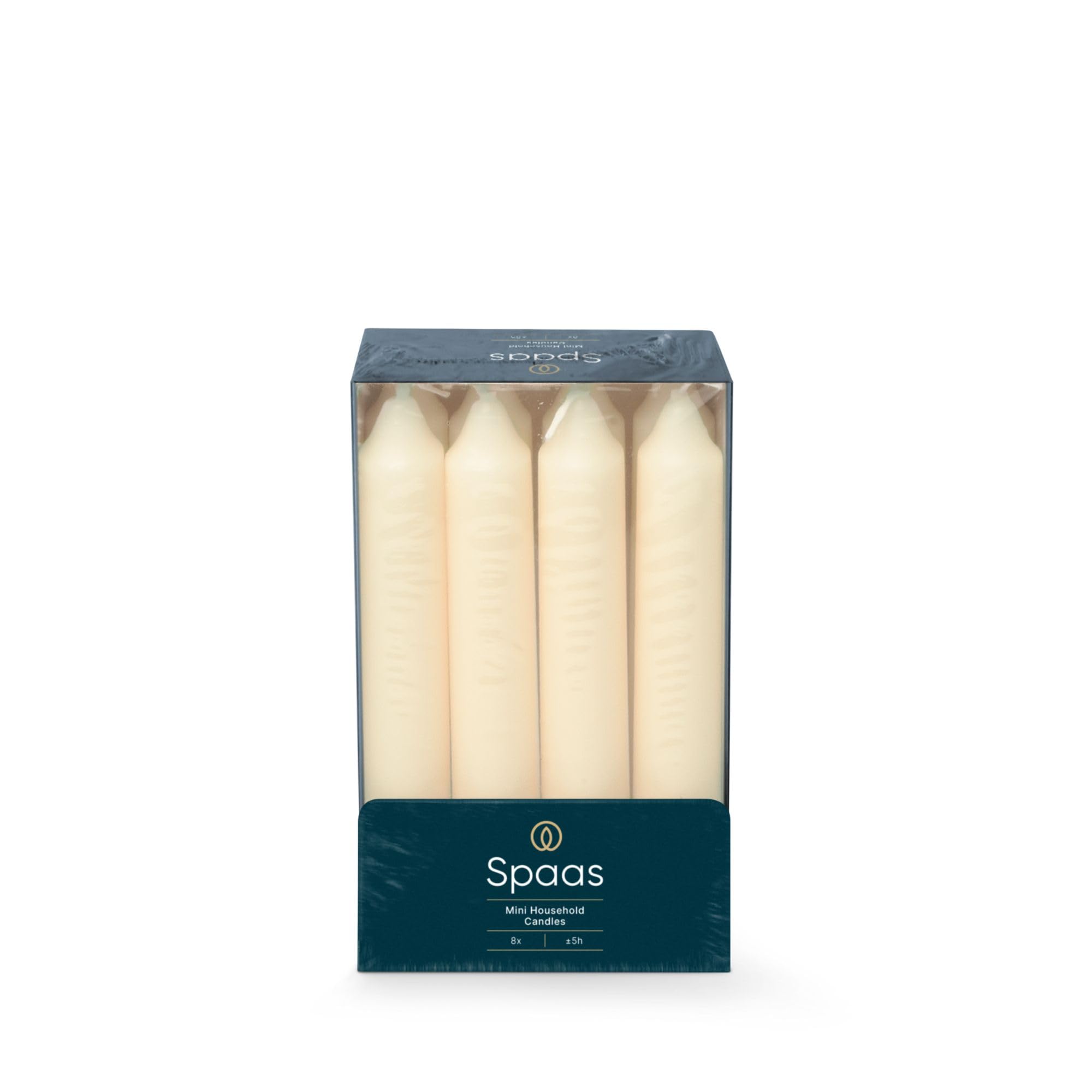 Spaas Mini Dinner Candles 5 Hours, Ivory, 8-Piece