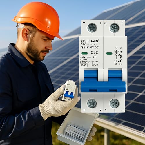 Image of Solar DC MCB 2 Pole Miniature Circuit Breaker - PV Disconnect Breaker /DC Circuit Breaker for Solar Panels, PV Inverters, Solar Breaker Box & Solar Disconnect Switch Applications (63A 500V)