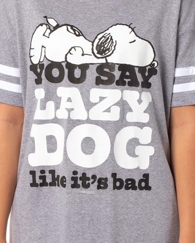 INTIMO Peanuts Women's Lazy Dog Snoopy Nightgown Pajama Shirt Dress For Adults3