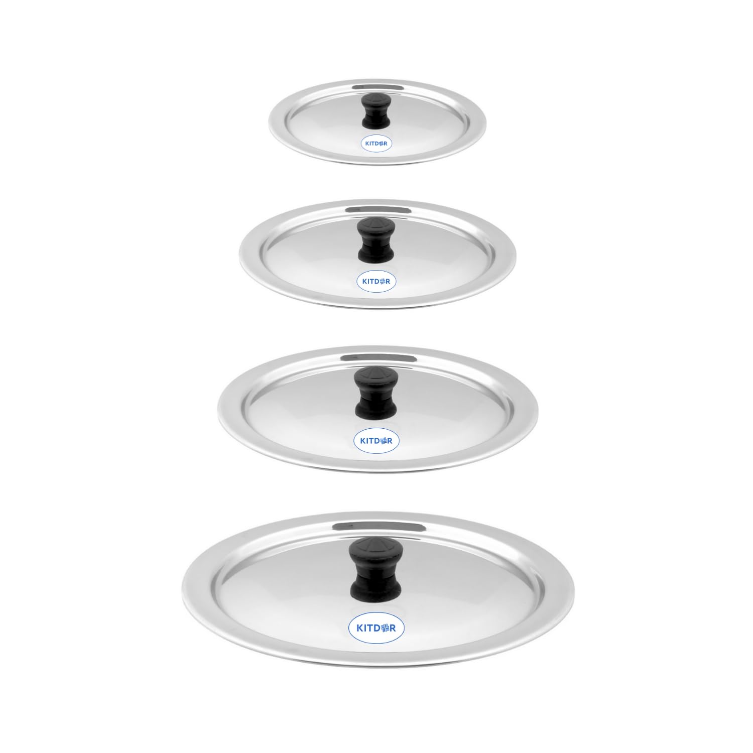 Glossy Steel Lids for Utensils with Knobs | Melt-Free with a Good Gripsteel Lid for Kadai and Other Utensils | Round, Rust Resistant Steel (4 Pcs Set, Small) — Amazon image 12