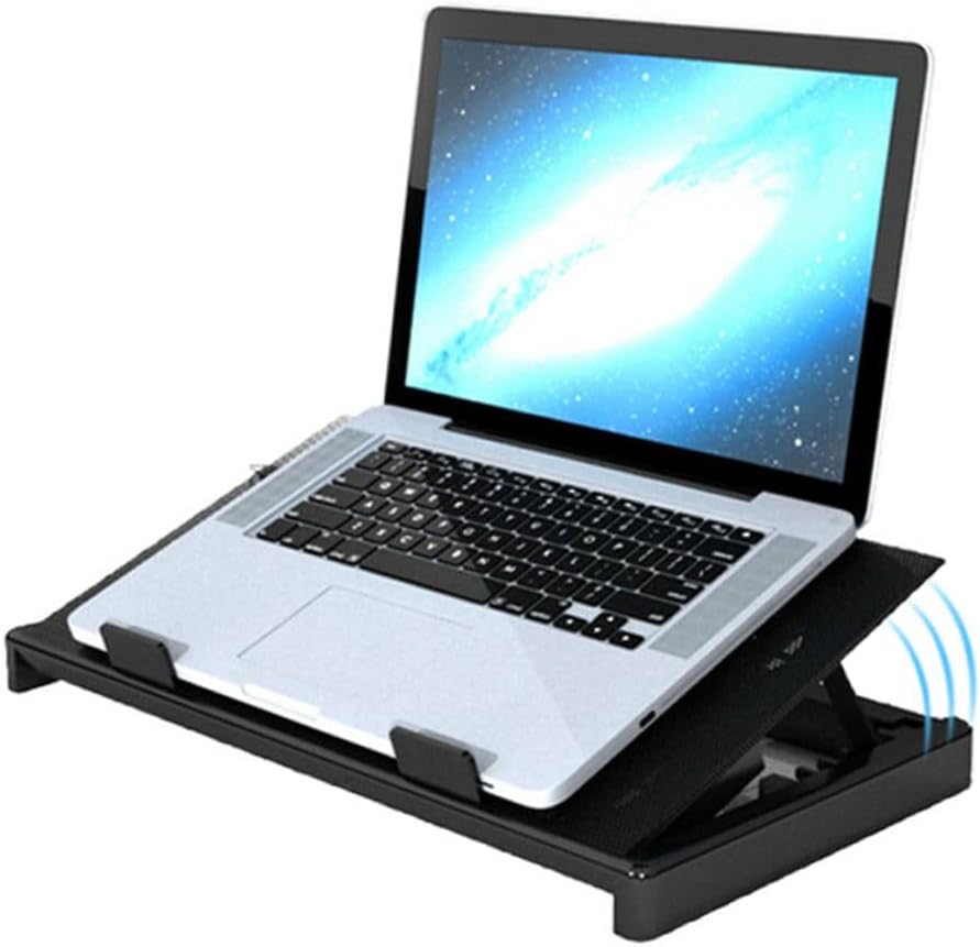 USB Laptop Cooling Platform 5-Fan Cooler Stand with Multi-Angle Adjustable Base Anti-Skid Heat Dissipation for Gaming and Office Use