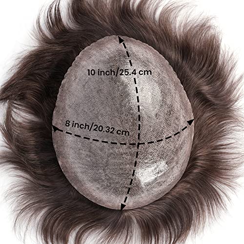 Zakya Hair System for Men Thin Skin Men's Toupee 100% Human Hair Men's Hairpieces 8x10 Inches Base Size Hair Replacement System for Men (Medium Dark Brown 4#) - Image 3