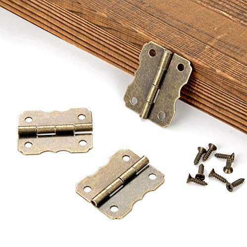 Pgmj 40 Pieces Antique Decorative Hinges Bronze Design Box Hinges Jewelry Box Hardware For Vintage Wooden Cases,Cabinets, Toolbox,Jewelry Boxes, Gift Boxes, Wine Boxes #TOP2