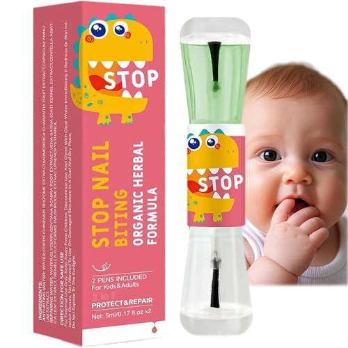 Stop Nail Biting & Thumb Sucking for Kids & Adults Bitter Nail Varnish with Dual Ends! Green bitter tip discourages biting colorless end nourishes nails. Safe washable and effective for all ages