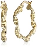 Amazon Collection 14k Yellow Gold Italian Twisted Hoop Earrings