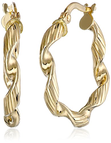 Amazon Collection 14k Yellow Gold Italian Twisted Hoop Earrings