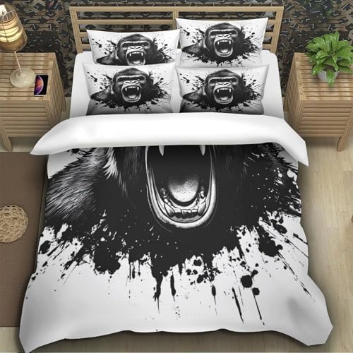 Housse de couette gorille hypoallergique anti-acarien lit ado 140x200