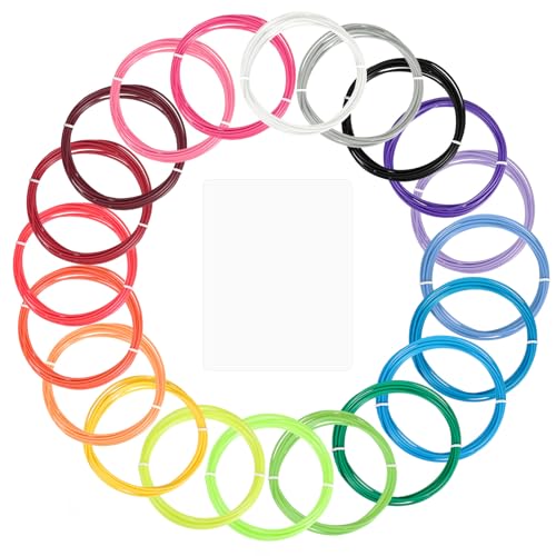sourcing map 3D Pen Filament Refills, 20 Colors 3D Pen ABS Filament 1.75mm, 10 Feet Each Color, 200 Feet in Total, PLA Filament 3D Pen Refills for 3D Drawing Pen