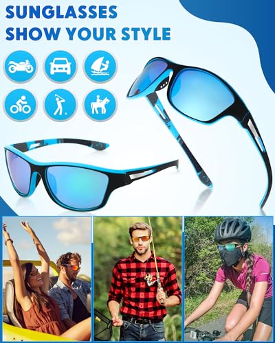 Image of Frienda 6 Pack Polarized Sport Sunglasses for Men Multipack Fit over Glasses Pack Lot Set Men's Sport Fishing Eyeglasses