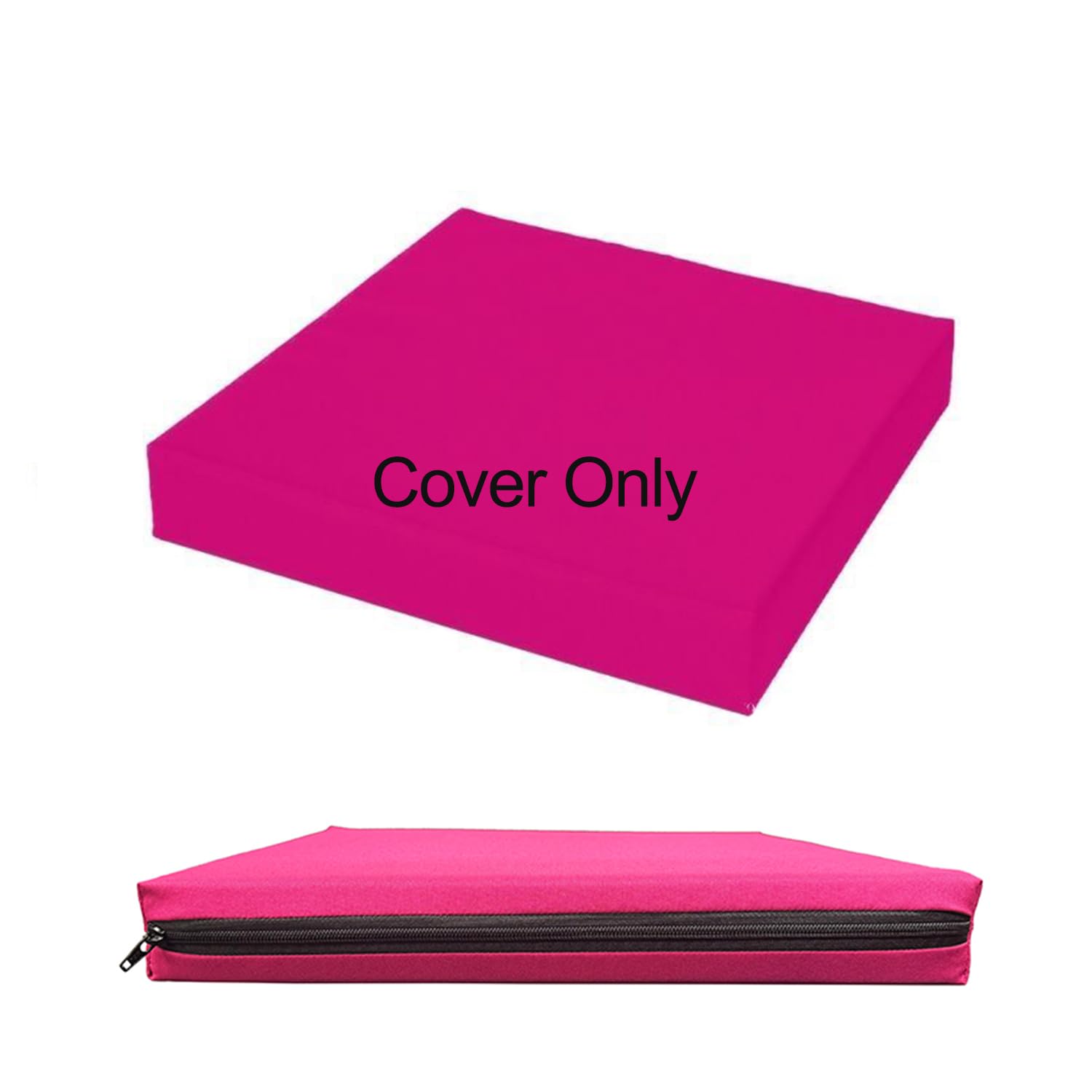 5cm (2-Inch) Thick Outdoor/Indoor Replacement Seat Cushion Cover Only – Durable, Lightweight Zippered Cover for Rattan Patio Garden Chair Pads – Machine Washable (Bright Fushia, 40 x 45cm / 16" x 18") — image 1