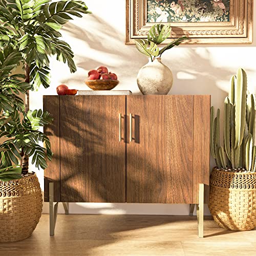 Roomfitters 39” Sideboard Buffet Cabinet With Storage, Accent Cabinet With 2 Doors, Modern Mid-Century Credenza, Dark Walnut Furniture For Kitchen, Entryway, Living Room #TOP15