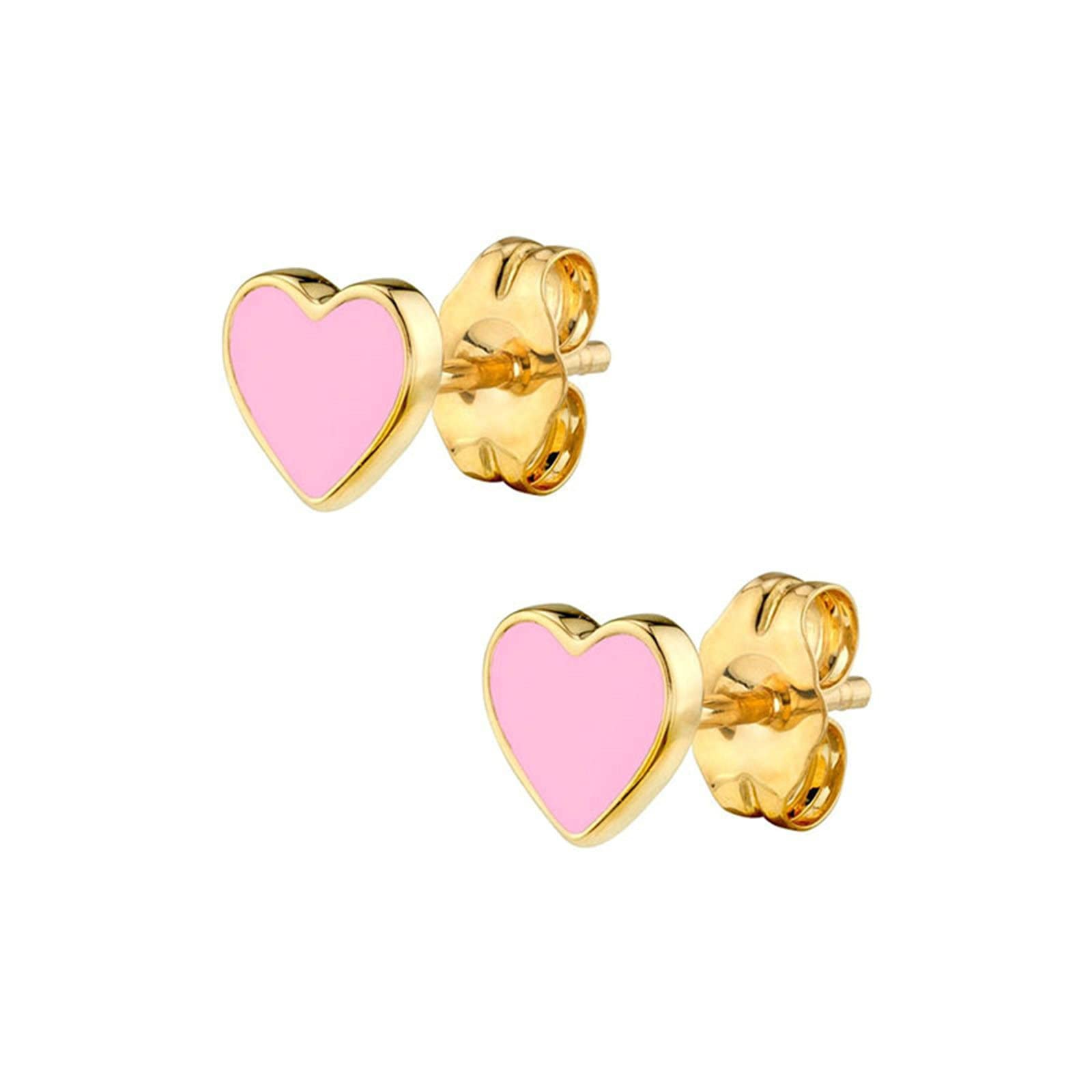 Orecchini a Bottone placcati in Oro da Donna, Orecchini a Bottone da Donna Orecchini a Bottone Tragus in Argento Sterling a Forma di Cuore con Smalto
