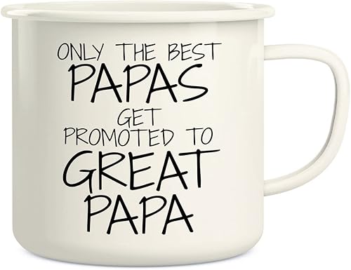 Retreez Only The Best Papas Get Promoted to Great Papa - Taza de café esmaltada de acero inoxidable de 16 onzas para campamentos, divertido sarcasmo