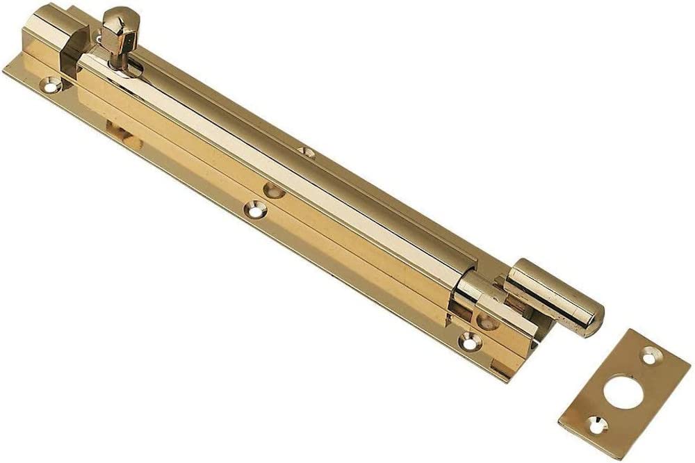 Merriway Gold Bh07722 Swan Necked Door Barrel Bolt, Brass Polished Stainless Steel 100Mm