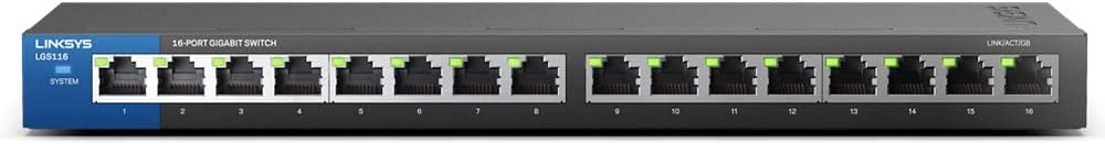 Linksys スイッチングハブ LAN 16ポート 10 / 100 / 1000Mbps ギガビット 金属筺体 静音設計 設定不要 5年保証 LGS116-JP-A