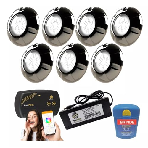Kit Iluminação Para Piscina até 112m² Com 7 Leds Rgb 9w Inox + SmartLux