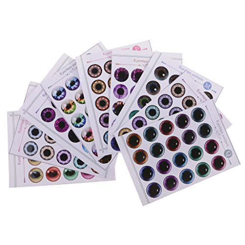 menolana 9 Sheets Eyes Chips Pattern(J to R) Suitable for 1/6 Blythe Doll DIY Making