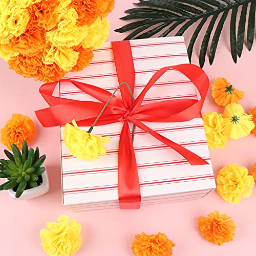 Tboxbo Artificial Marigold Flower Heads Bulk Bunch Fake Halloween With Stems For Party Birthday Diwali Decoration(Gold And Orange, 60 Pieces,With Stems) #TOP2