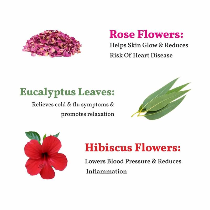 Image of Sancha Tea Boutique | Blushing Glow - Valentine's Herbal Tea | Rose, Hibiscus & Eucalyptus | 100% Caffeine-Free Floral Tisane | 25 Pyramid Bags