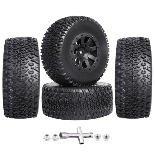 Image of RC Wheel Set 4pcs Tires and Wheels Rims Pre-Glued SCT Tires for 1:10 RC Short Course Truck Slash 4x4 2WD VKAR 10SC HPI Losi SCT Redcat Blackout SC (Style B)