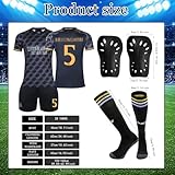 SHAWINKLE Camiseta de fútbol para niños, primera y segunda equipación, con rodilleras, llavero y calcetines, para niños de 40-50 kg y 150-160 cm, azul oscuro, 150-160