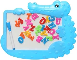 Magnetic Drawing and Writing Board with Alphabet for Educational Skill Building (20x30cm) - Blue