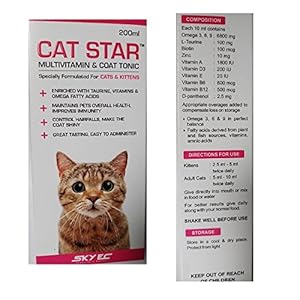 Pawsitively Pet Care Sky Ec Cat Star Multi Vitamin & Coat Tonic For Cats And Kittens- 200 Ml