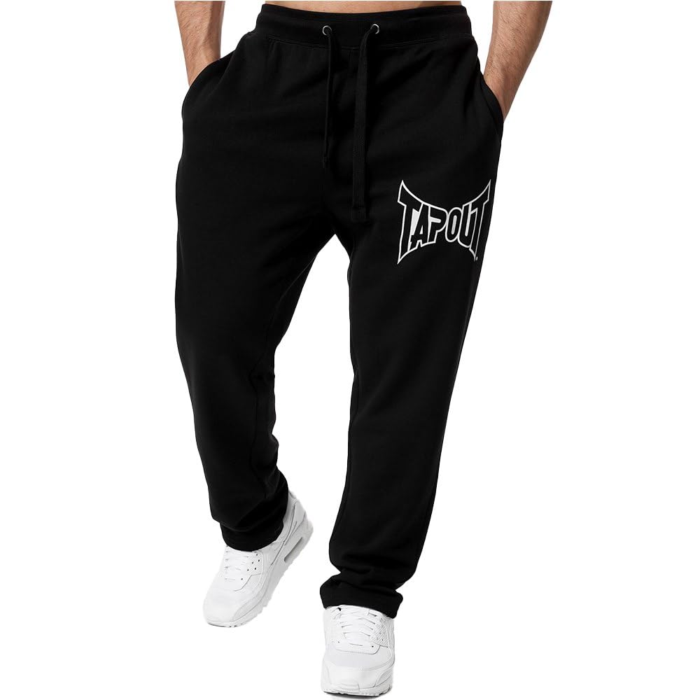 Tapout Men's Black / White Lifestyle Basic Jogger, Black/White, 3XL