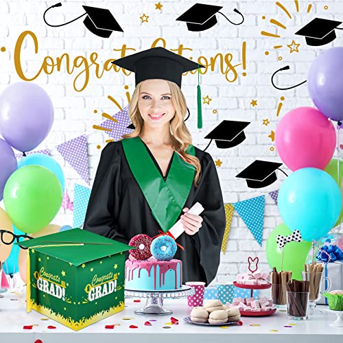 Image of Outus 2026 Grad Card Box with Tassel Congrats Graduation Cap Card Holder for Graduation Gift Box Party Supplies(Green,Stylish)