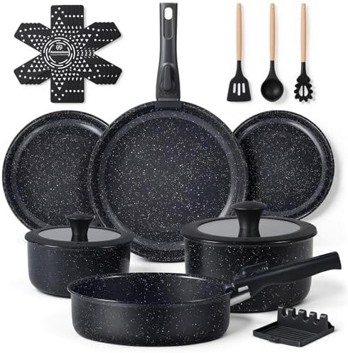 Ammeloo 21 Pcs Pots and Pans Set Non Stick, Ceramic Kitchen Cookw...