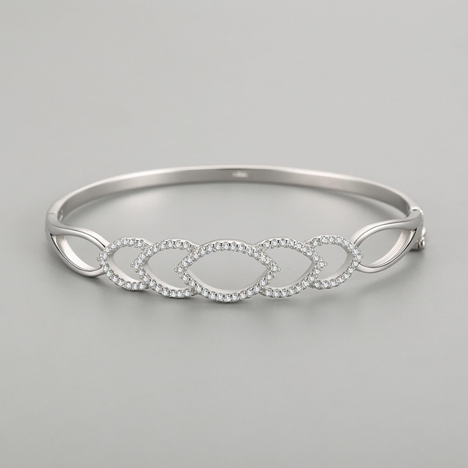 Bracciale da donna in argento 925, bracciali da donna con zirconi, forma rotonda in argento