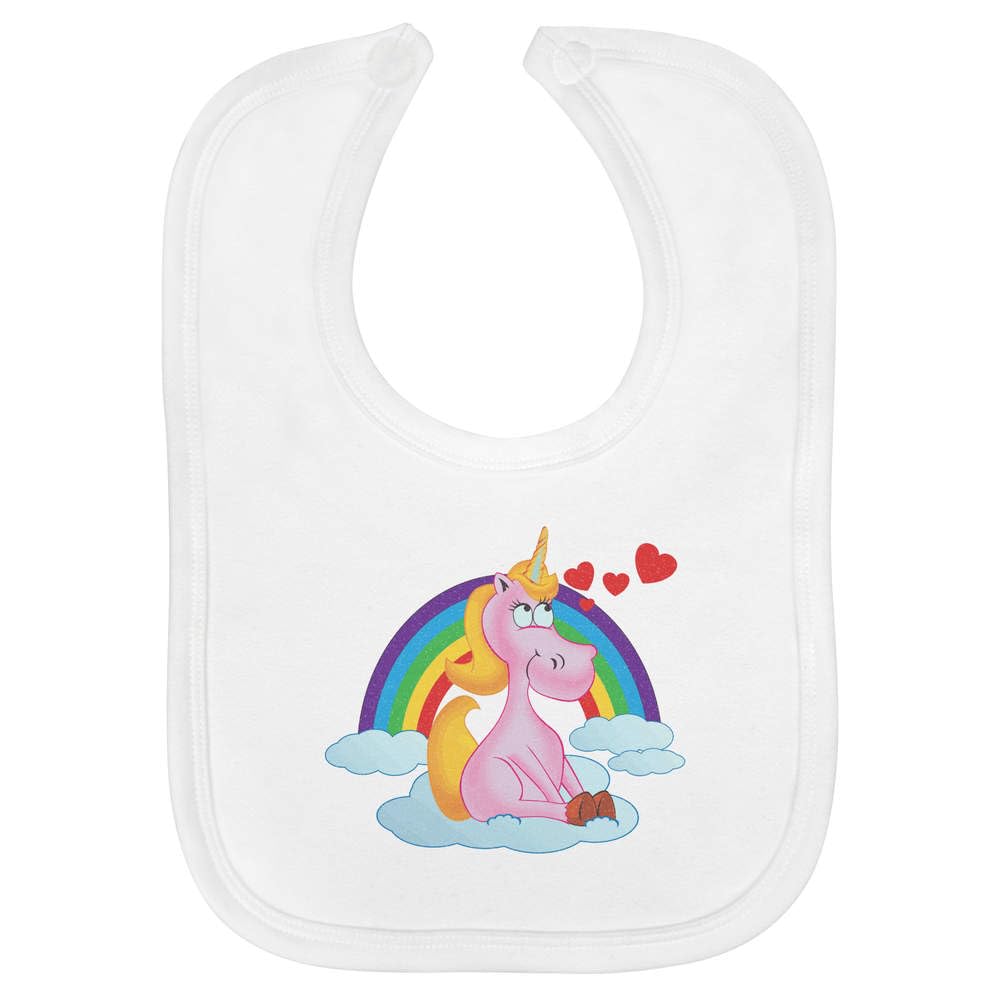 Azeeda 'Unicorn and Rainbow' Soft Cotton Baby Bib (BI00070587)