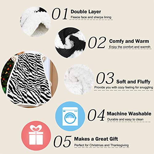 Catalonia Zebra Sherpa Fleece Throw Blanket, Cozy Fuzzy Jacquard Blanket For The Couch Bed | Fluffy Comfy Warm Heavy Throws | Comfort Caring Gift, 50X60 Inches #TOP4