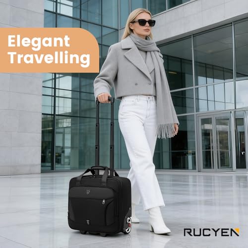 Image of RUCYEN Rolling Laptop Bag,Rolling Briefcase for Men & Women,Laptop Briefcase on Wheels,Carry On Bag for Business Travel