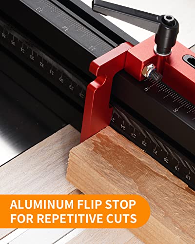 Daydoor Precision Miter Gauge With Aluminum Miter Fence And Repetitive Cut Flip Stop, Ideal For Table Saw, Band Saw, Router Table, Universal, With 27 Angle Stops, Silver #TOP6