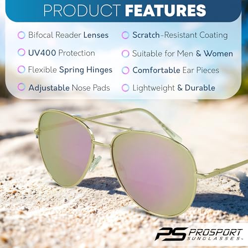 proSPORT Aviator Bifocal Sunglass Reader Flashed Mirror Lens Men Women3