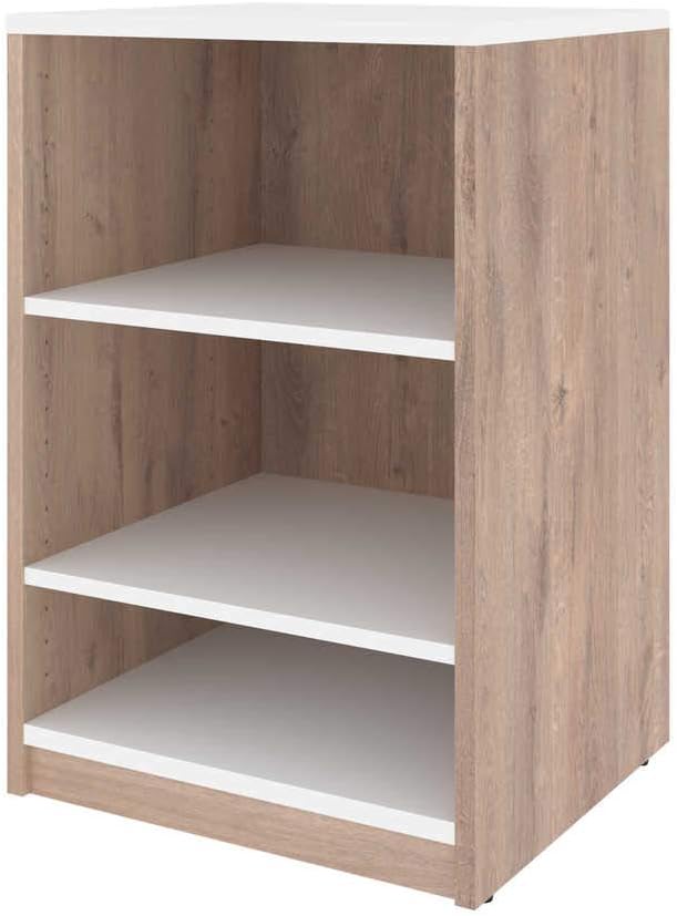 Bestar Cielo Nightstand, 20-inch Rustic Brown and White Wardrobe for Walk-in Closet, Bedroom, Mudroom, Entryway, or Kitchen Pantry