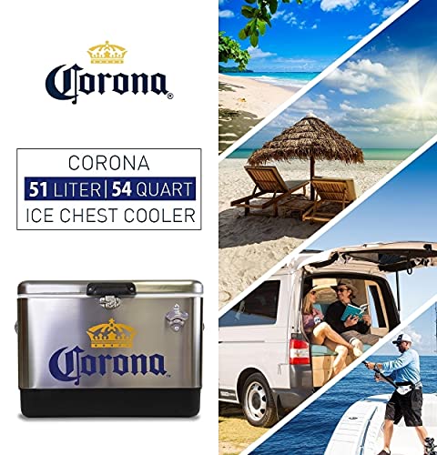 Corona Exclusive Ice Chest Beverage Cooler With Bottle Opener 51 Liter /54 Quart For Camping, Beach, Rv, Bbqs, Tailgating, Fishing #TOP1