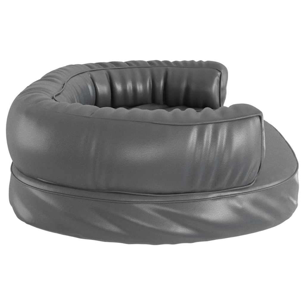 Hundebett Ergonomisch Schaumstoff Grau 75x53 cm Kunstleder rutschfest Weich Gelenkschonend Haustierbett Für Welpe Senior Wohnzimmer Schlafzimmer