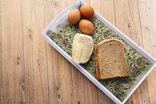 Wickerfield Wooden Serving Tray, Wooden Storage Box with Cutout Handle, Empty Gift Hamper, Kitchen Storage & Organisation, Desk and Drawer Organiser (Short, White)