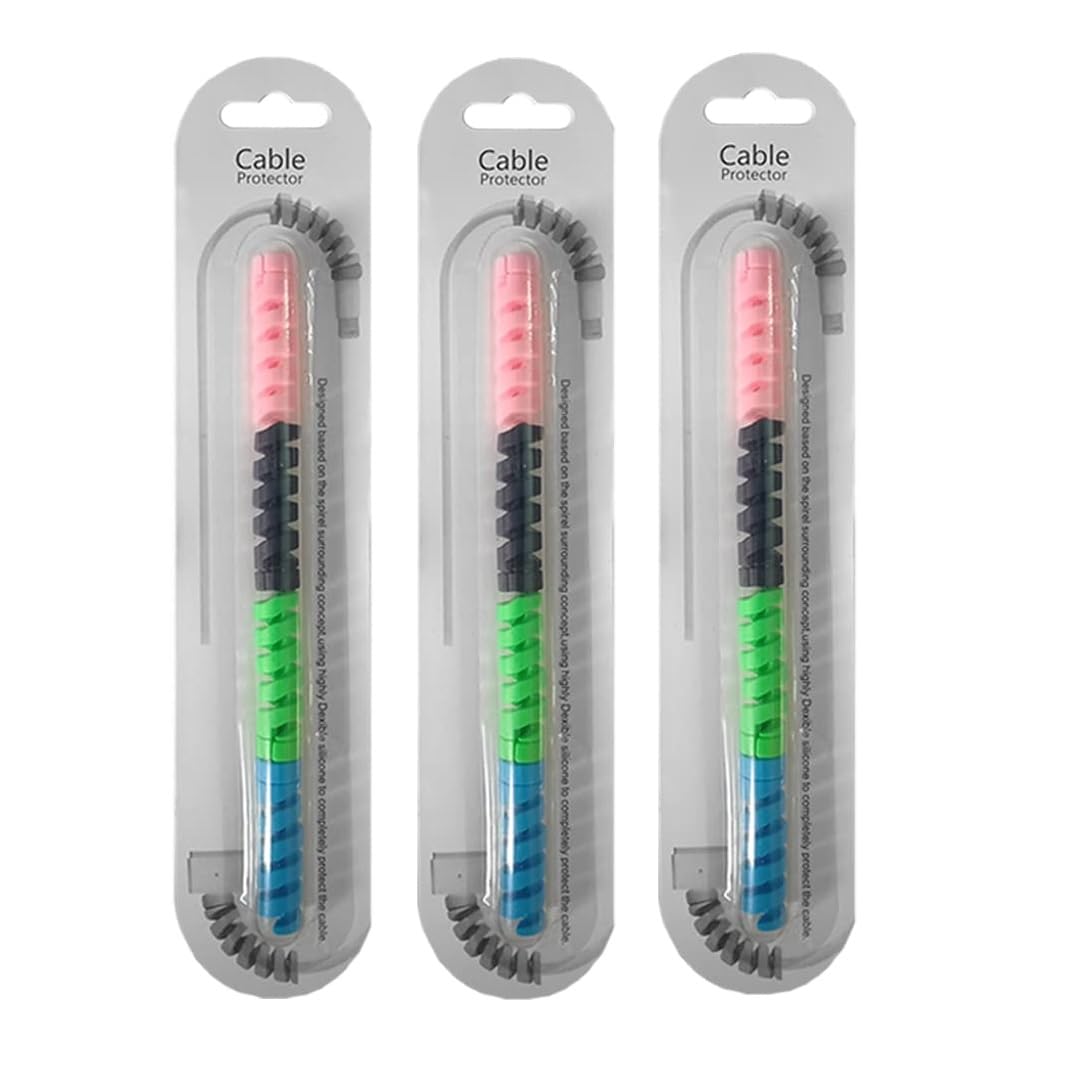 RUSHIL WERE Spiral Charger Cable Protectors for Wires Data Cable Saver Charging Cord Protective Cable Cover | Set of 3 (12 Pieces) (B0C3ZYXG7Q) Amazon Price History, Amazon Price Tracker