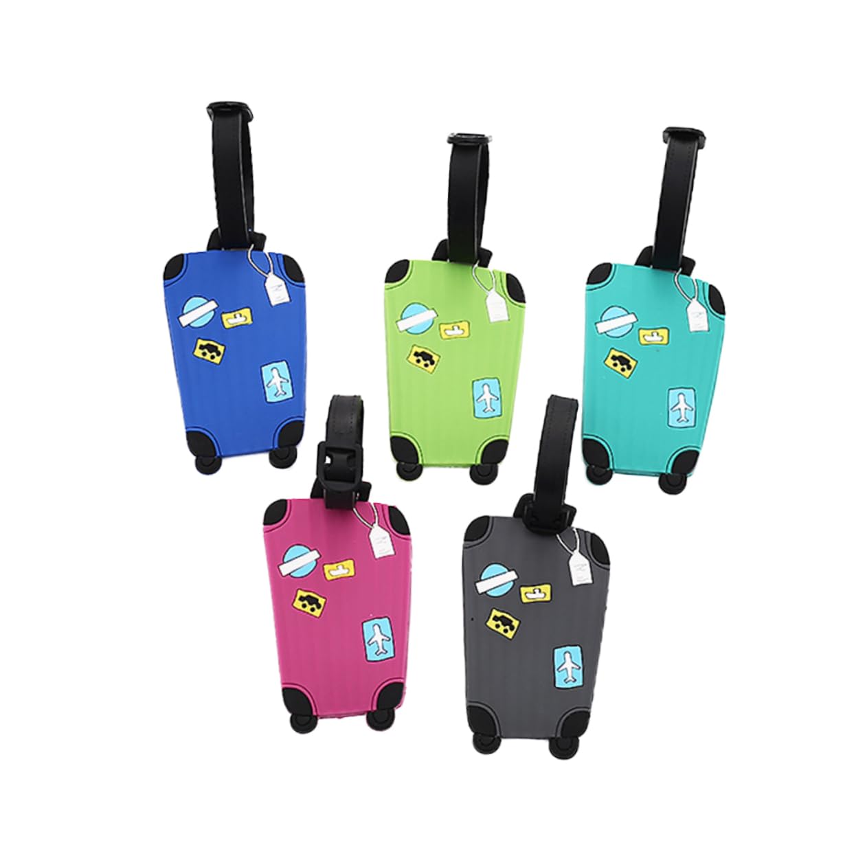 LIFKOME 15pezzi Targhette Da Viaggio Silicone Design Forma Di Valigia Etichette Per Bagagli Con e Indirizzo Accessori Pratici Per Trasporto Blu Verde
