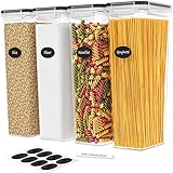 DWËLLZA KITCHEN Pasta Storage Containers for Pantry Airtight - 4 Pc Spaghetti Container Storage -...